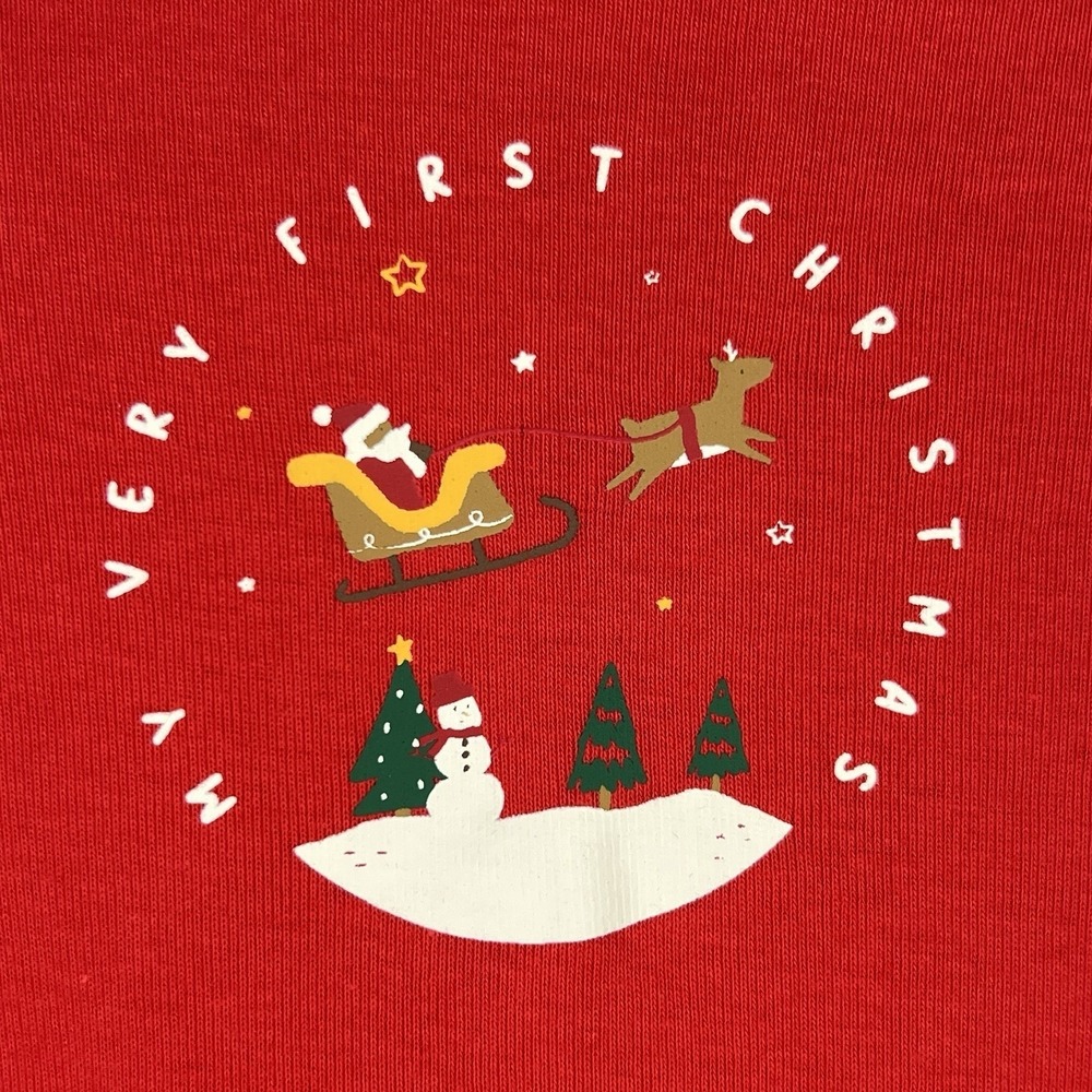 Carter's Bodysuit Baby Unisex 6M Red New My Very First Christmas Long Sleeve - Picture 2 of 9